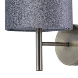 First Choice Lighting Brea - Antique Brass Wall Light with Silvery Glitter Shade in Gold - thumbnail 2