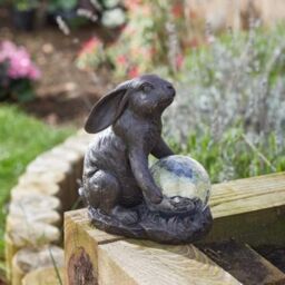 Marco Paul Solar Rabbit Garden Ornament with Crackle Ball in Brown - thumbnail 3