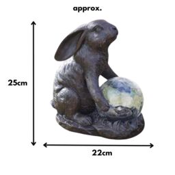 Marco Paul Solar Rabbit Garden Ornament with Crackle Ball in Brown - thumbnail 2
