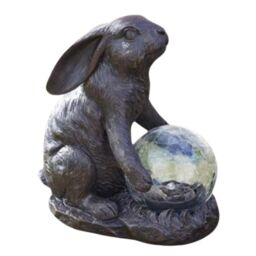 Marco Paul Solar Rabbit Garden Ornament with Crackle Ball in Brown - thumbnail 4
