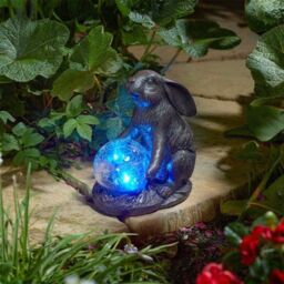 Marco Paul Solar Rabbit Garden Ornament with Crackle Ball in Brown