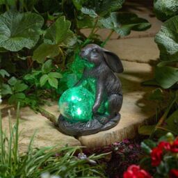 Marco Paul Solar Rabbit Garden Ornament with Crackle Ball in Brown - thumbnail 5