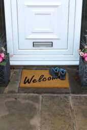 JVL Rubber Embossed PVC Backed Coir Doormat 40x60cm Welcome in Natural - Size: 40 cm x 60 cm - thumbnail 2