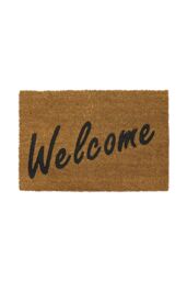 JVL Rubber Embossed PVC Backed Coir Doormat 40x60cm Welcome in Natural - Size: 40 cm x 60 cm - thumbnail 1