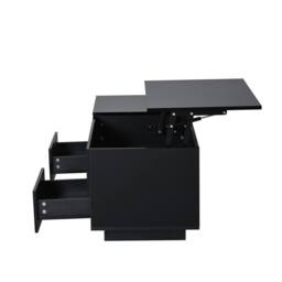 Merax High Gloss Lift-Top Coffee Table with Hidden Storage & LED in Black - thumbnail 8