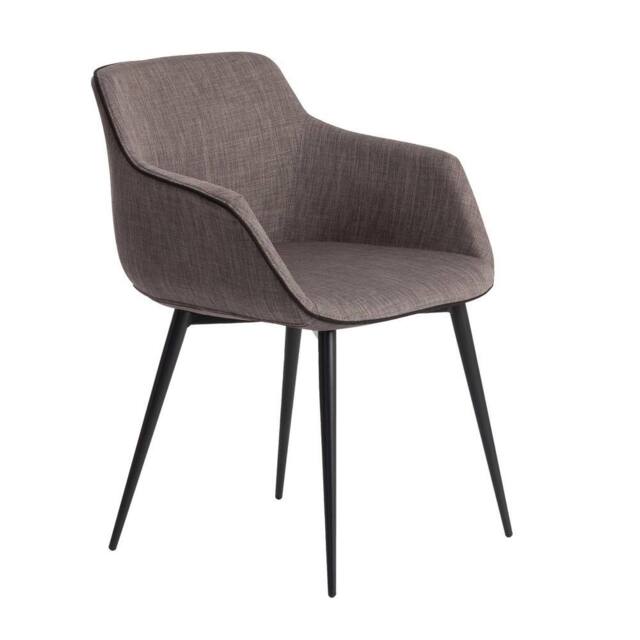 Angel Cerda Dark Grey Fabric Dining Chair with Armrests & Black - image 1