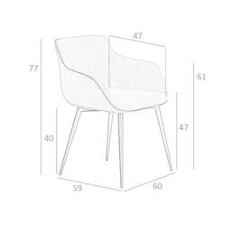Angel Cerda Dark Grey Fabric Dining Chair with Armrests & Black - thumbnail 8