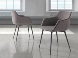 Angel Cerda Dark Grey Fabric Dining Chair with Armrests & Black - thumbnail 3