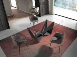 Angel Cerda Dark Grey Fabric Dining Chair with Armrests & Black - thumbnail 5