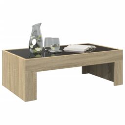 Berkfield Home Coffee Table with Infinity LED Sonoma Oak 90x50x30 cm in Brown - Size: 90 x 50 x 30 cm - thumbnail 5