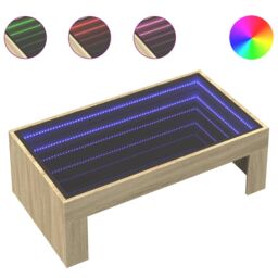 Berkfield Home Coffee Table with Infinity LED Sonoma Oak 90x50x30 cm in Brown - Size: 90 x 50 x 30 cm - thumbnail 2