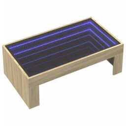 Berkfield Home Coffee Table with Infinity LED Sonoma Oak 90x50x30 cm in Brown - Size: 90 x 50 x 30 cm - thumbnail 3