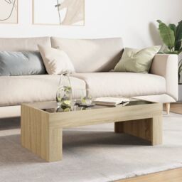 Berkfield Home Coffee Table with Infinity LED Sonoma Oak 90x50x30 cm in Brown - Size: 90 x 50 x 30 cm - thumbnail 4