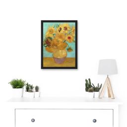 Artery8 Vincent Willem Van Gogh Dutch Sunflowers Painting Artwork Framed Wall Art Print A4 in Black - thumbnail 2