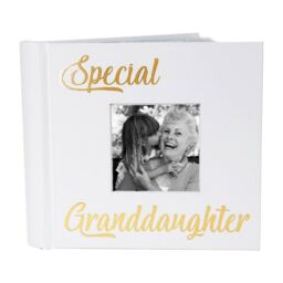 Happy Homewares Modern Special Granddaughter Photo Album with Gold Text - Holds 80 4x6 Pictures in White