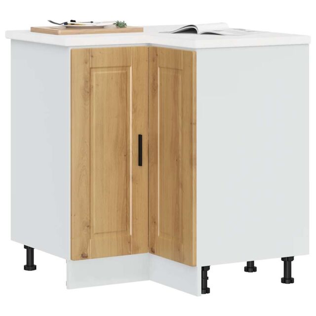 Berkfield Home Kitchen Corner Base Cabinet¬†Porto Artisan Oak Engineered Wood in Brown - image 1