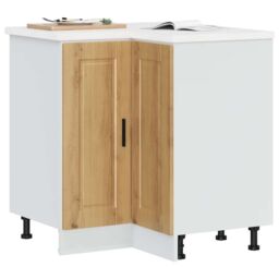Berkfield Home Kitchen Corner Base Cabinet¬†Porto Artisan Oak Engineered Wood in Brown