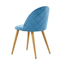 Life Interiors Lucia Dining Set Round Black Table + 2 Velvet Chairs in Blue - thumbnail 3
