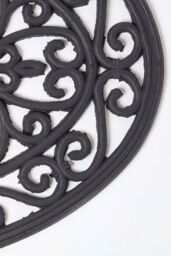 Homescapes Black Wrought Iron Effect Parisian Oval Rubber Doormat - Size: 44 cm x 70 cm - thumbnail 2