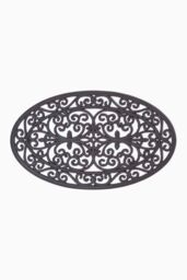 Homescapes Black Wrought Iron Effect Parisian Oval Rubber Doormat - Size: 44 cm x 70 cm - thumbnail 1