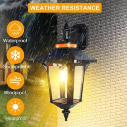 SPETLEK Solar Wall Lantern Vintage Outdoor Light Motion Sensor IP65 Garden in Black - thumbnail 5
