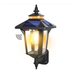 SPETLEK Solar Wall Lantern Vintage Outdoor Light Motion Sensor IP65 Garden in Black - thumbnail 1