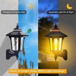 SPETLEK Solar Wall Lantern Vintage Outdoor Light Motion Sensor IP65 Garden in Black - thumbnail 4