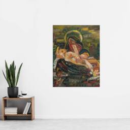 "Artery8 Pieta Virgin Mary & Christ Kubincan Wall Art Poster Print in Green - Size: W12"" x H16""" - thumbnail 4