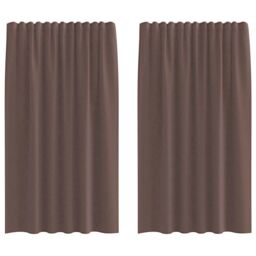 Berkfield Home Voile Curtains with Tab Top 2 pcs Brown - thumbnail 2