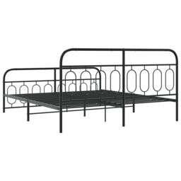 Berkfield Home Metal Bed Frame without Mattress with Footboard Black 193x203cm - Size: 193x203 cm - thumbnail 6