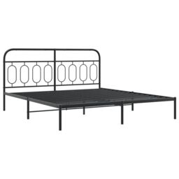 Berkfield Home Metal Bed Frame without Mattress with Footboard Black 193x203cm - Size: 193x203 cm - thumbnail 3