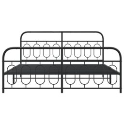 Berkfield Home Metal Bed Frame without Mattress with Footboard Black 193x203cm - Size: 193x203 cm - thumbnail 4