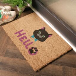 Artsy Mats Cat Hello Doormat (60 x 40cm) in Brown - Size: 40 cm x 60 cm - thumbnail 2
