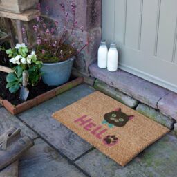 Artsy Mats Cat Hello Doormat (60 x 40cm) in Brown - Size: 40 cm x 60 cm - thumbnail 3