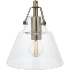 First Choice Lighting Set of 2 Rushcombe - Antique Brass with Glass 3 Light Bar Pendants in Bronze - thumbnail 6