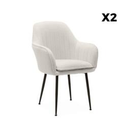 sweeek Pair of boucle fabric accent chairs with metal legs in Off-White - thumbnail 9