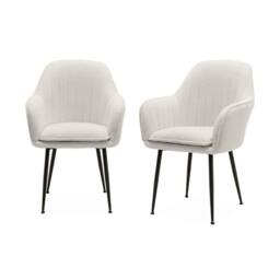 sweeek Pair of boucle fabric accent chairs with metal legs in Off-White - thumbnail 2