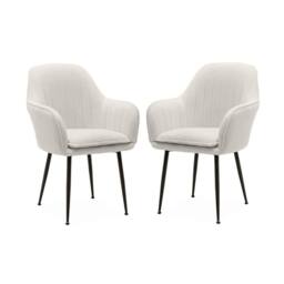 sweeek Pair of boucle fabric accent chairs with metal legs in Off-White - thumbnail 6