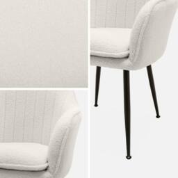 sweeek Pair Of Boucle Fabric Accent Chairs With Metal Legs in White - thumbnail 4