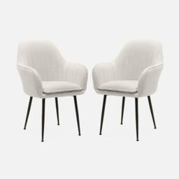 sweeek Pair Of Boucle Fabric Accent Chairs With Metal Legs in White - thumbnail 2