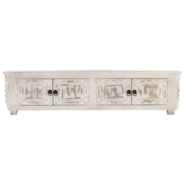 Berkfield Home TV Cabinet White 140x30x35 cm Solid Mango Wood - Size: 140 x 30 x 35 cm