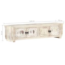 Berkfield Home TV Cabinet White 140x30x35 cm Solid Mango Wood - Size: 140 x 30 x 35 cm - thumbnail 7