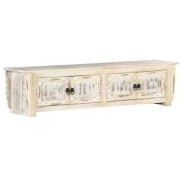 Berkfield Home TV Cabinet White 140x30x35 cm Solid Mango Wood - Size: 140 x 30 x 35 cm - thumbnail 8