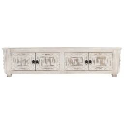 Berkfield Home TV Cabinet White 140x30x35 cm Solid Mango Wood - Size: 140 x 30 x 35 cm - thumbnail 1