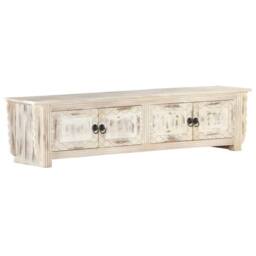 Berkfield Home TV Cabinet White 140x30x35 cm Solid Mango Wood - Size: 140 x 30 x 35 cm - thumbnail 9