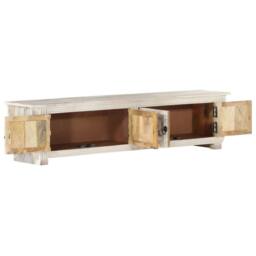 Berkfield Home TV Cabinet White 140x30x35 cm Solid Mango Wood - Size: 140 x 30 x 35 cm - thumbnail 3