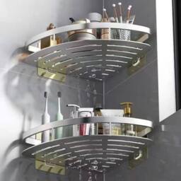 VOGREX 2PCS Self-Adhesive Corner Shower Caddy in Silver - thumbnail 2
