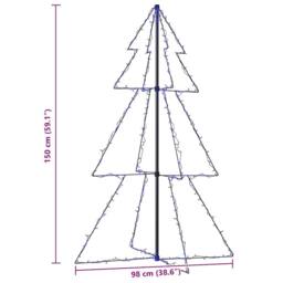 Berkfield Home Christmas Cone Tree 200 LEDs Indoor & Outdoor 98x150 cm in Blue - thumbnail 8
