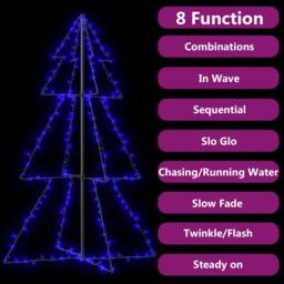 Berkfield Home Christmas Cone Tree 200 LEDs Indoor & Outdoor 98x150 cm in Blue - thumbnail 4