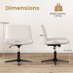 Costway Height Adjustable Office Chair Swivel Padded Task Chair w/120° Rocking in Beige - thumbnail 2